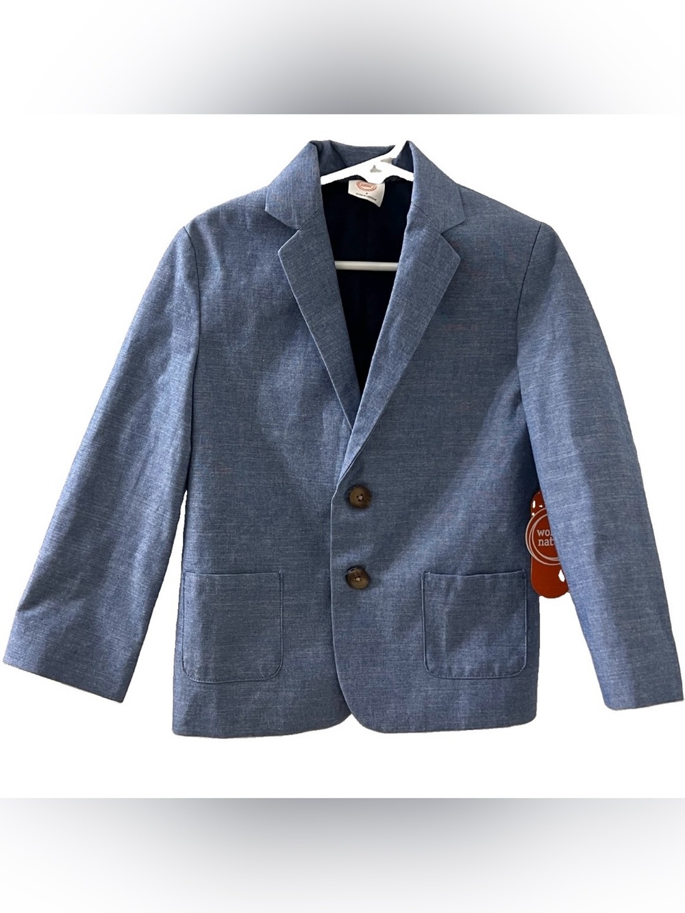 Wonder Nation Boys Blue Chambray Cotton Blend Blazer Jacket Sz 4 New w/tag
